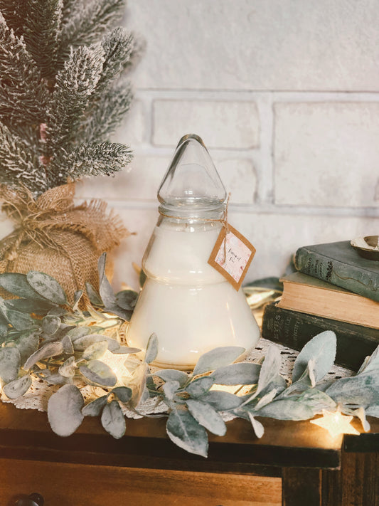 Glass Tree Candle - Peppermint & Pine