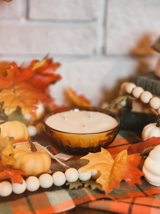Vintage Amber Glass Candle - Marshmallow Pumpkin Latte