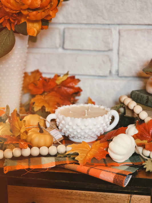 Vintage Milk Glass Candle - Marshmallow Pumpkin Latte